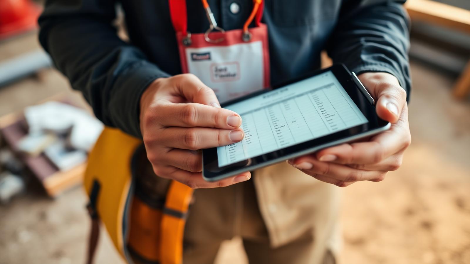 Contractor reviewing a job schedule on a tablet