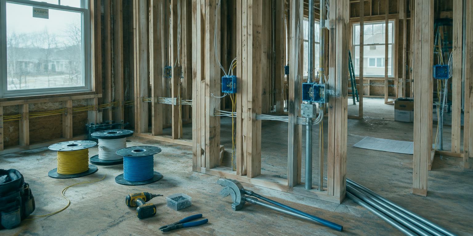 Electrical rough-in wiring in a new Twin Cities home addition